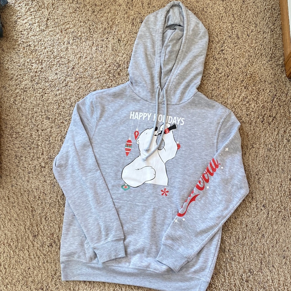 Coca Cola Grey Pullover Hoodie with Red Logo Tag